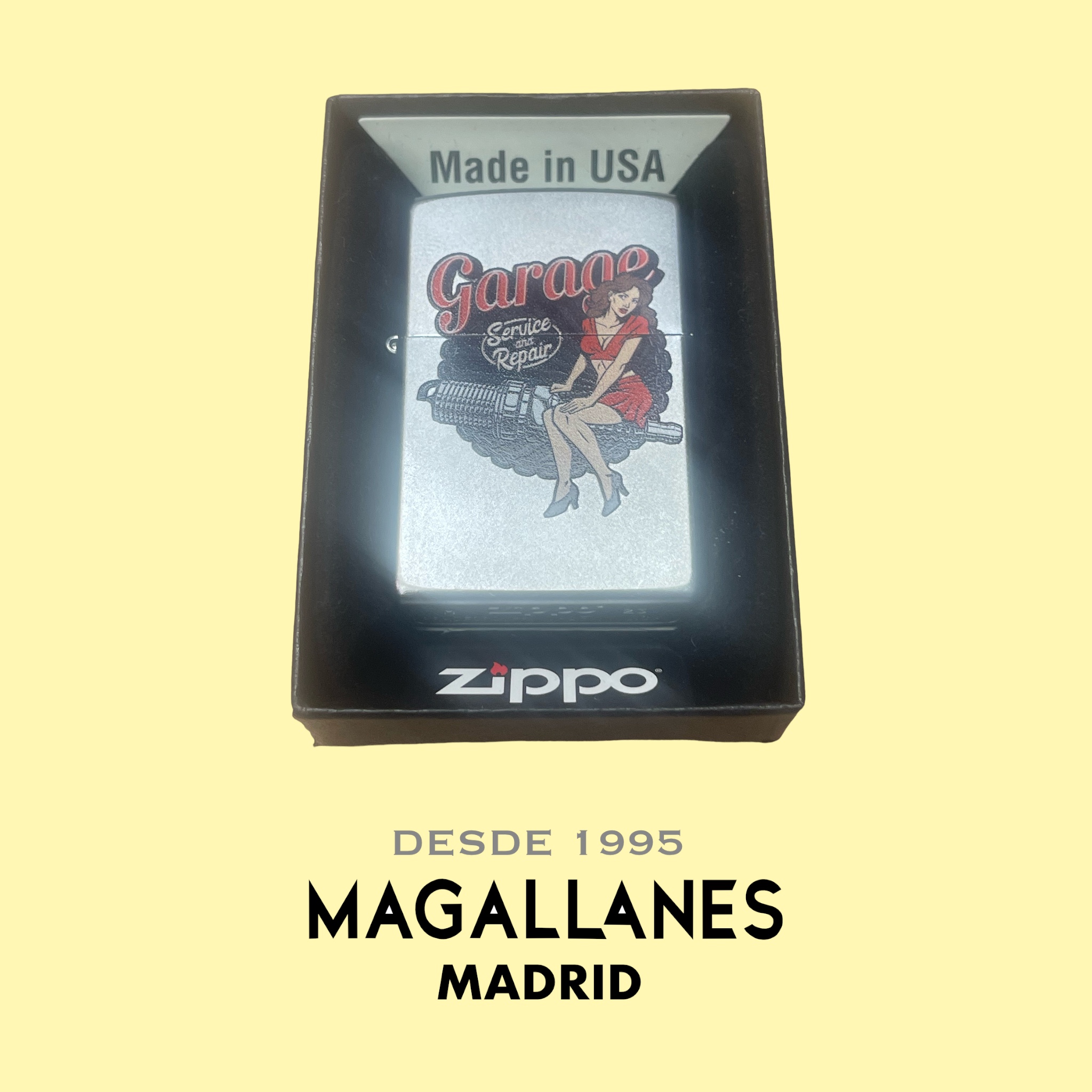 Encendedor Zippo 205 Garage Pinup Design - Imagen 4